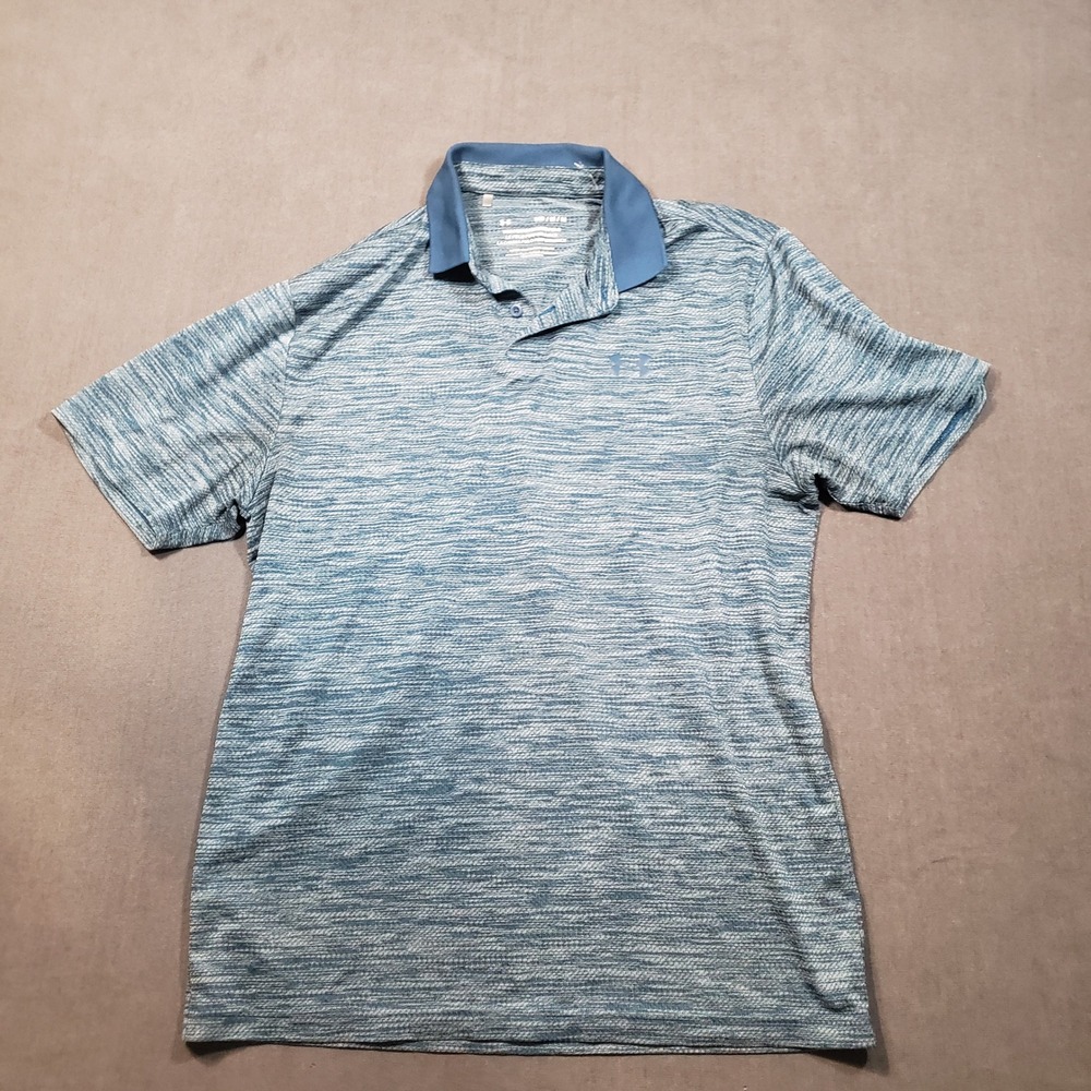 Under Armour Performance Polo‎ Mens Medium Blue Heathered Space Dye Short Sleeve